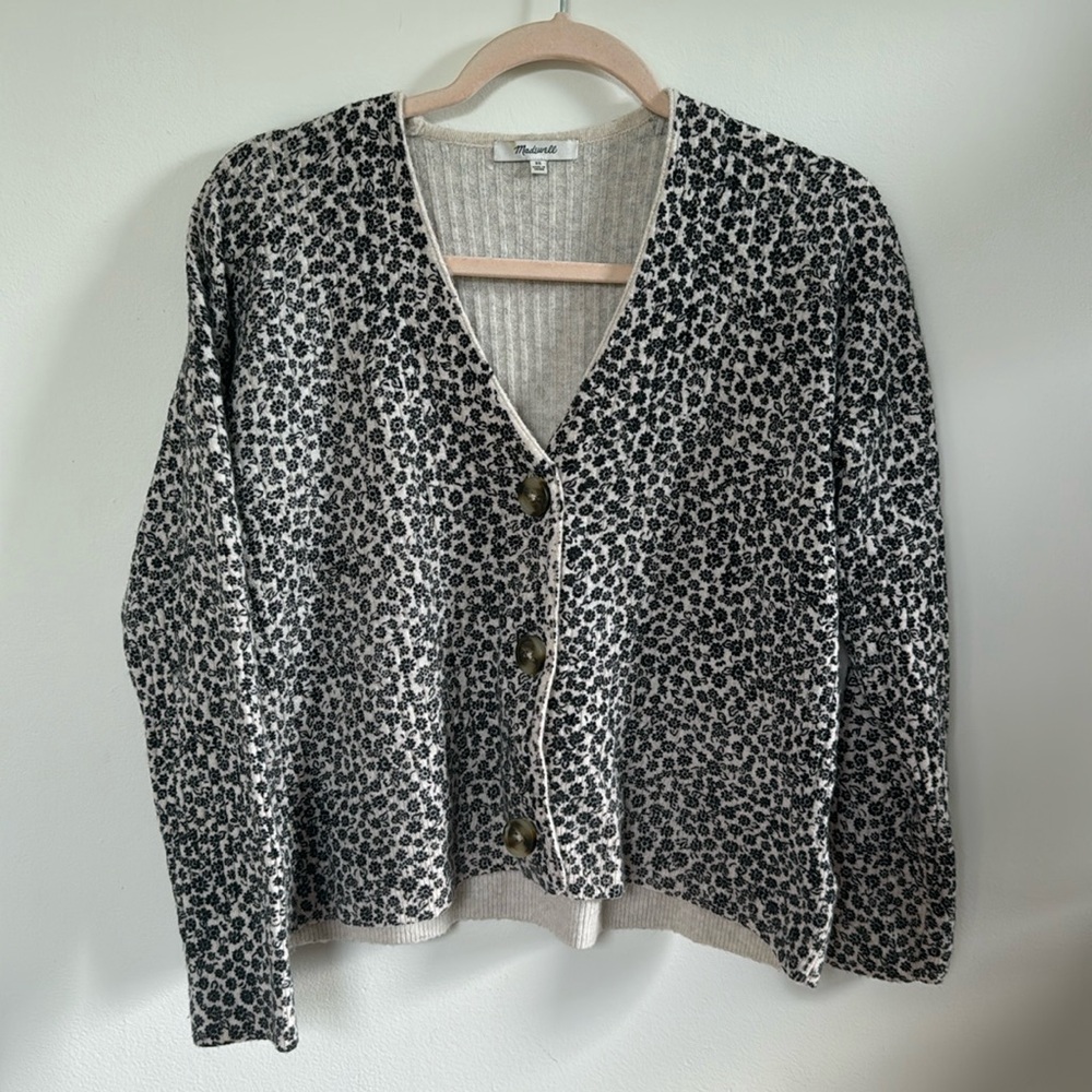 Madewell Vintage Ditsy Cameron Ribbed Cardigan Sweater in Coziest Yarn
